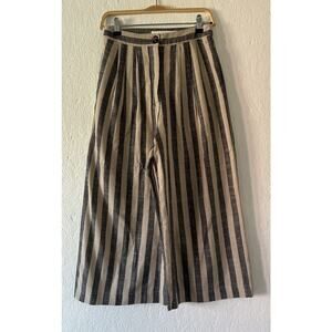 ASTR The Label Striped Wide Leg Pants Linen Blend High Waist Neutral Stripe Sz S